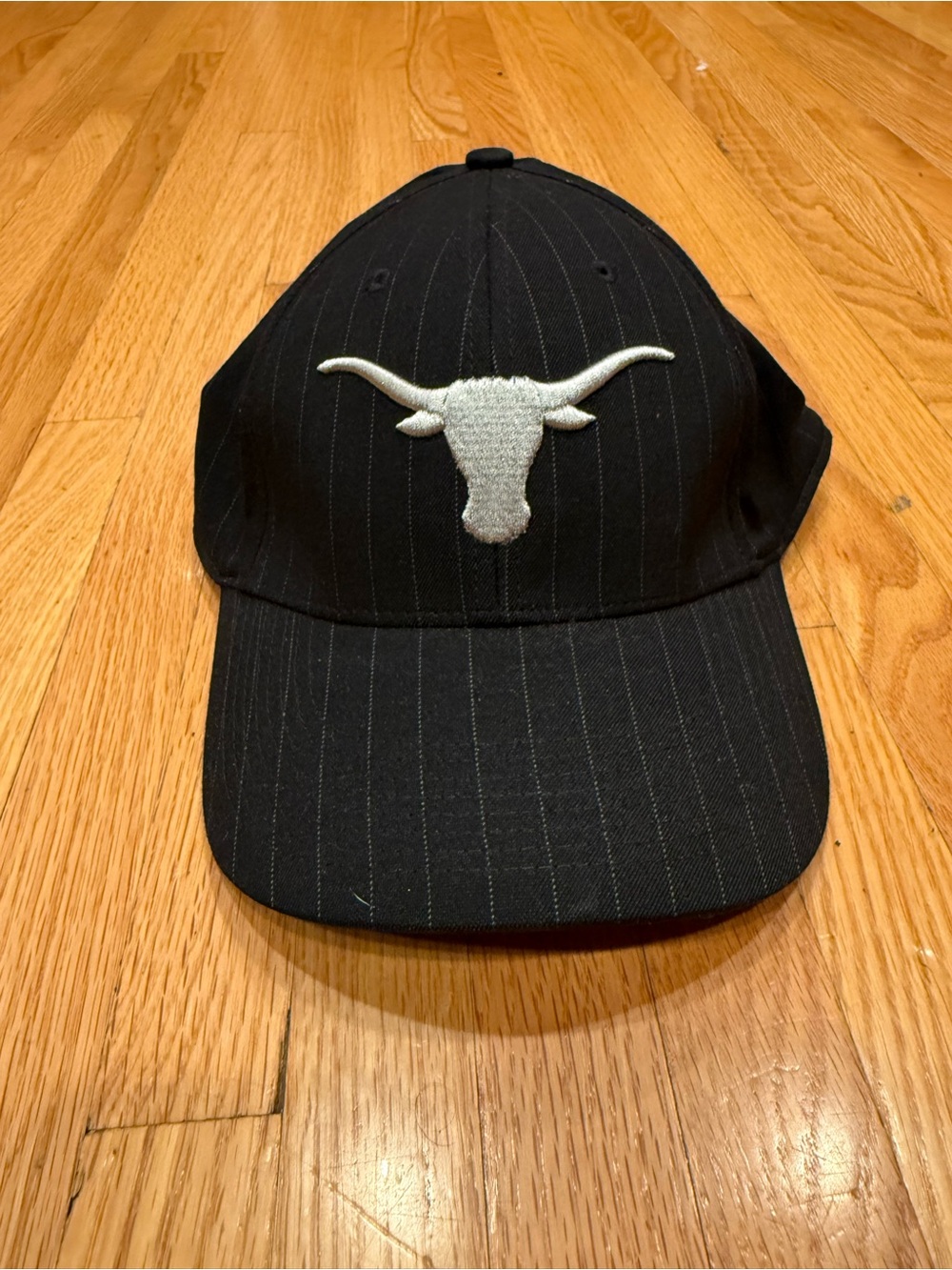Texas Longhorns Black Pinstripe Hat with White Longhorn Patch